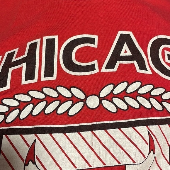 VTG Sportswear 90s Chicago Bulls Tee Single Stitch T-Shirt Med Red 80 Basketball - Picture 16 of 16